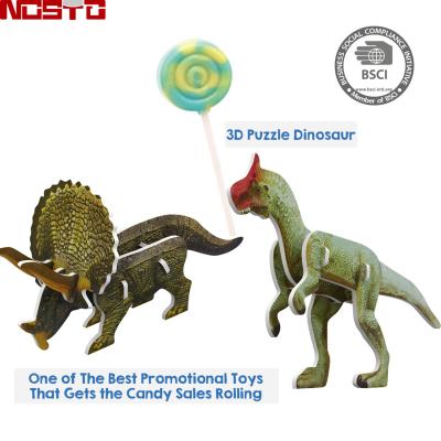 China 3d dinosaur puzzle for children Toy For Candy Best Animal Campaign Premium 3D cartoon puzzle toys In-Pack Promotional for sale