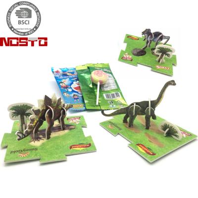 China Best Promotional Candy Toys Cartoon Toy One To Get Sales Rolling, OEM Design 3D Puzzle Dinosaur for sale