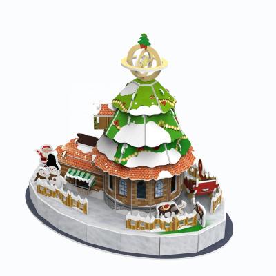 China DIY 3D Practice Puzzle Led Christmas Treehouse Christmas Decor Model Kit Family Toys Brain Teaser Puzzles for sale