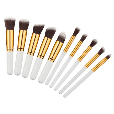 China Angular Blush 10pcs Makeup Brushes Kit Face Powder Foundation Eyeshadow Blending Kit Mini Make Up Brushes Set for sale