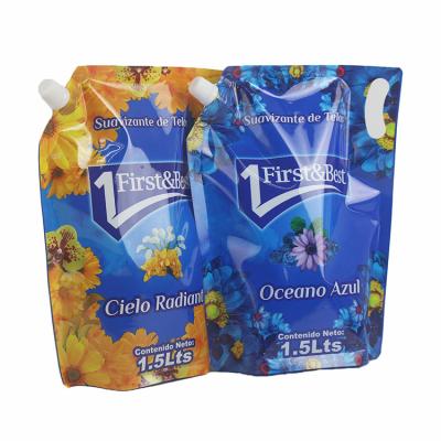 China Custom Durable Detergent Barrier Plastic Bag Refill Pouch With Spout for sale