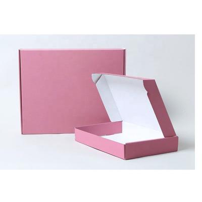 China Recycled Materials Custom Printed Private Label Pink Corrugated Cardboard Clothing Package Clothes Mailer Box for sale