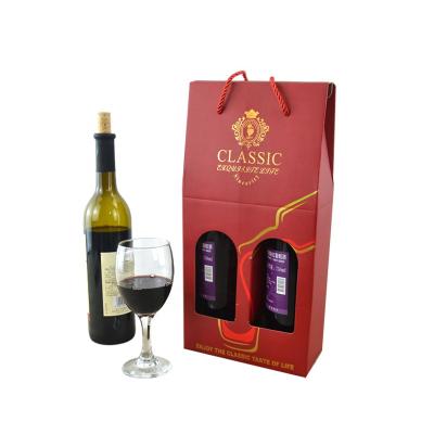 China Portable Christmas Gift 2 Bottle Red Wine Decoration Bagfor Recyclable Hot Selling Packaging Paper Wholesale for sale