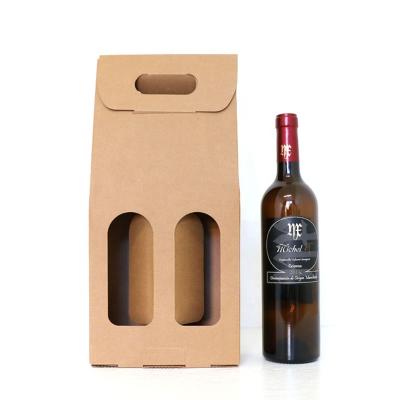 China Custom Materials Christmas Favor Double 3 Recycled Private Label 2 Wine Bottle Box Corrugated Wine Packaging Gift Boxes for sale