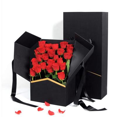 China Handmade Custom Wedding Bouquet Rose Gift Box Squaret Shape Flower Packaging Box for sale