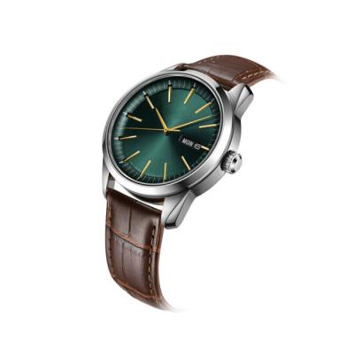 China Custom Made Luxury Leather Men's Waterproof Wrist Band Watches Quartz Watch Green Citizen Watch for sale