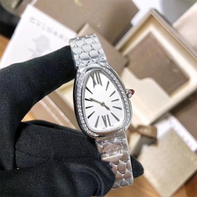 China Water Resistant Snake Shape Watches Circle Luxury Ladies Diamond Fancy Watches For OEM Retail for sale