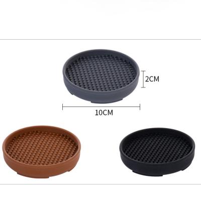 China Viable Hot Selling Silicone Coaster Mat Thickened 3.93in Drain Pad Thermal Insulation Non-Slip Tea Coaster for sale