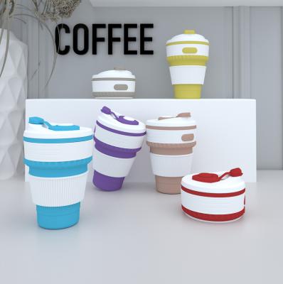 China Outdoor Eco-friendly Portable Collapsible Cup Silicone Travel Silicone Cups Camping Folding Cup With Lids Drinking Mouth for sale