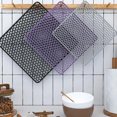 China Multiple sizesHeat Durable Pot Opener Gripper Siliconesink Drain Resistant Eco-friendly Dish Drying Honeycomb Mat for sale