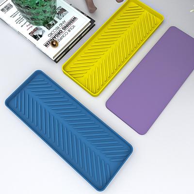 China Sink Tray Drain Pad Sponge Tableware Sustainable Holder Soap Organizer Silicone Tray Mats Tray Multipurpose Kitchen Bathroom Storage for sale