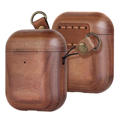 China Fashiontable For AirPods Case Real Wooden Case Shockproof Protective Hard Cover Wood Case For Apple AirPods for sale