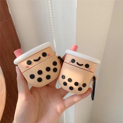 China Fashiontable Bubble Milk Tea Airpods Case For Airpods Pro Cartoon Silicone Case For Airpods Cute 3D Case for sale