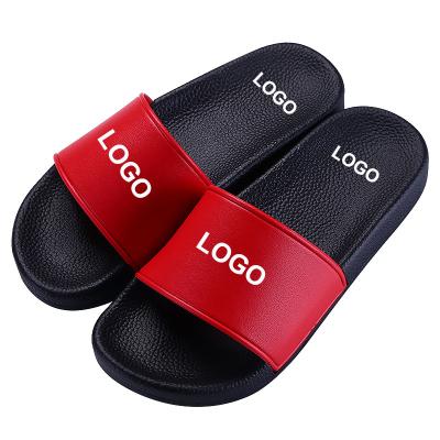 China Customized CUSHIONING slide-on sandals men shoes custom PVC beach summer slides sandals with logo 2021 for sale