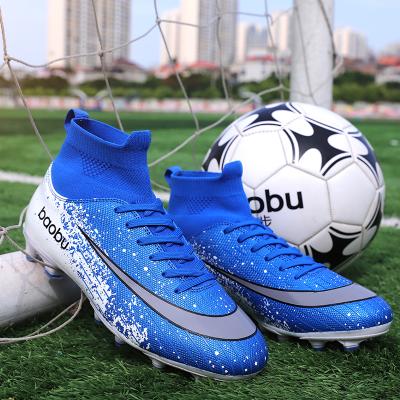 China Jinjiang Factory OEM Waterproof Men Sports High Ankle Soccer Boots Shoes High Top Indoor Soccer Outdoor Shoes Football Sneaker for sale