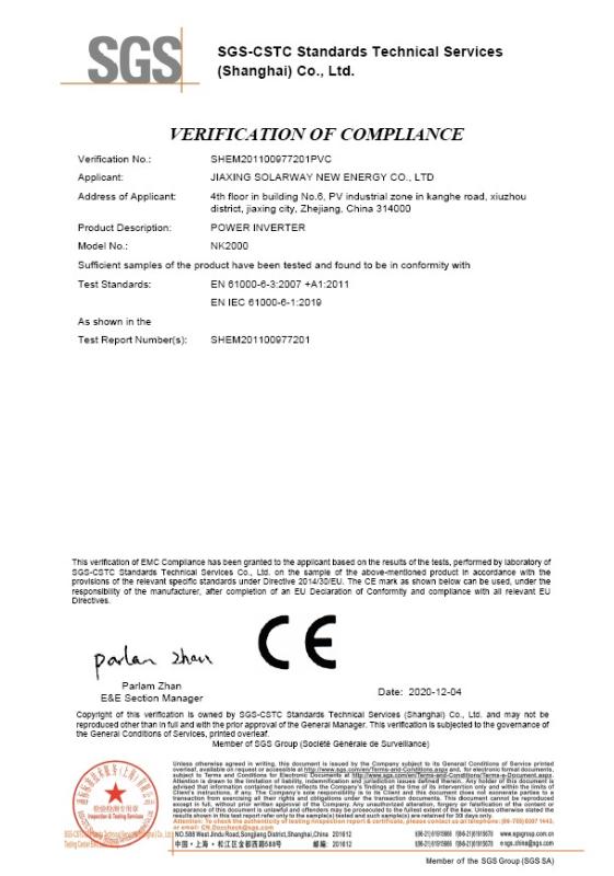 CE - Jiaxing Solarway New Energy Co., Ltd.