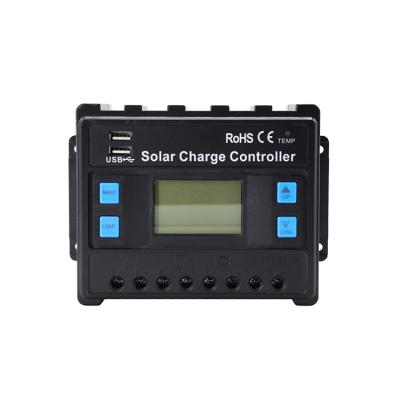 China Solar Controller 12V/24V 30A PWM Automatic Charging 5V Output Solar Panel Battery Controller Regulator With Dual USB LCD Display PM12/24-30D for sale