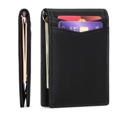 China Checkbook Hot Sales Fashion Simplicity Fashion RFID Coin Clips Genuine Leather Wallet Card Cash Money Key for sale