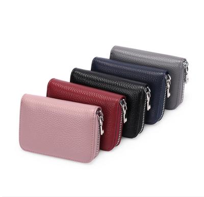 China Hot Sales RFID Fashion Organ Folding Leather Card Bag RFID Leather Wallet for sale