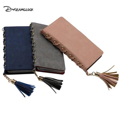 China Anti-fall New Designer Hot Sales Custom Card Insert Wallet Phone Case With Tassel for sale