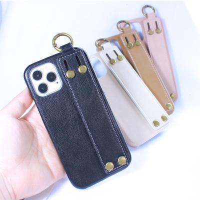 China Anti-Drop Anti-Drop PU Synthetic Leather Phone Case With Hand Belt Accessories For iPhone 13 for sale