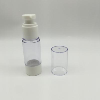 China Non Spill 15ml 30ml 50ml AS Material Round Clear Plastic Airless Cream Bottles Cosmetic For Skin Care Products for sale