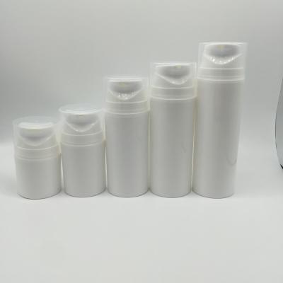 China BEAUTY PACKAGING 150ml PP Round White Recyclable Airless Pump Bottle For Body Sunscreen Lotion for sale