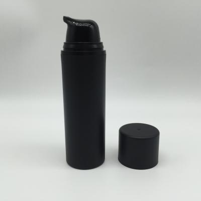 China BEAUTY New Recyclable Luxury Matte Black PACKAGING 30ml 50ml PP Airless Pump Round Bottle For Men Skin Care for sale