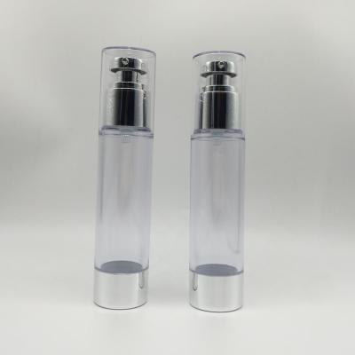 China Non Spill 80ml AS Shinning Silver Ailress Lotion Pump Bottles / Luxury Clear Vacuum Serum Cosmetic Pump for sale