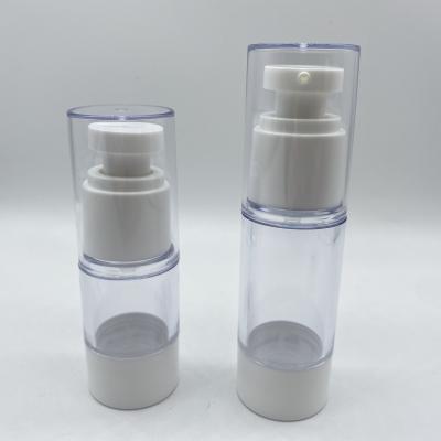 China Non Spill Custom Design 30ml AS Lotion Pump Bottle Transparent Airless Screen Printing Hot Stamping Available for sale