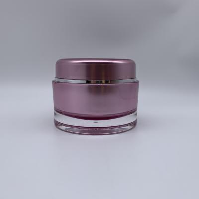 China Non Spill Large Volume 200g Acrylic Double Wall Luxury Purple Color Round Cream Container For Beauty Products / Skin Care Jar Sets for sale