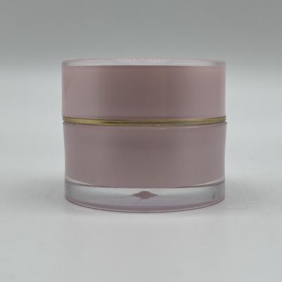 China Non Spill Round Little Girl 5g Pink Coated Acrylic Sample Test Jar For Eye Cream / Cosmetic Packaging For Women for sale