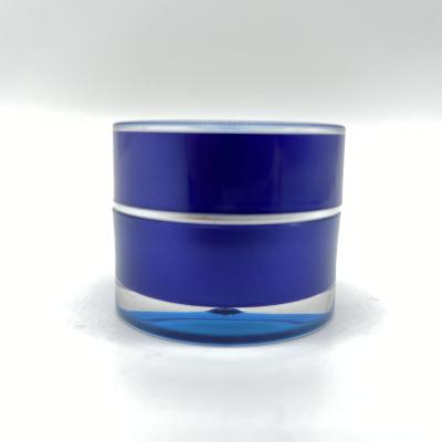 China Non Spill High End Sapphire 5ml Wholesaler Factroy Blue Round Acrylic Straight Sample Double Wall Plastic Jar / Sample Test Jar for sale