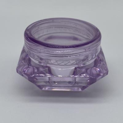 China Non Spill 3G 5G Transparent Purple Color Plastic Eye Cream Cosmetic Packaging PS Jar / Sample Cosmetic Container Makeup PS Jar for sale