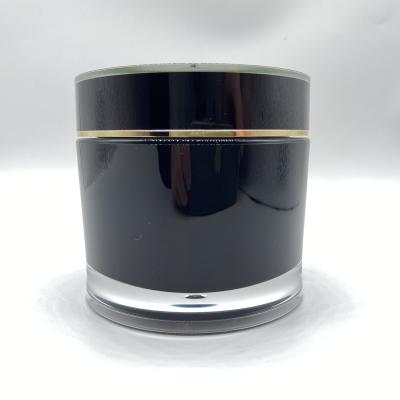 China Non Spill Straight Round 200G Luxury Acrylic Cream Cosmetic Jar With Lids / Custom Face Skin Care Empty Double Wall Plastic Container for sale