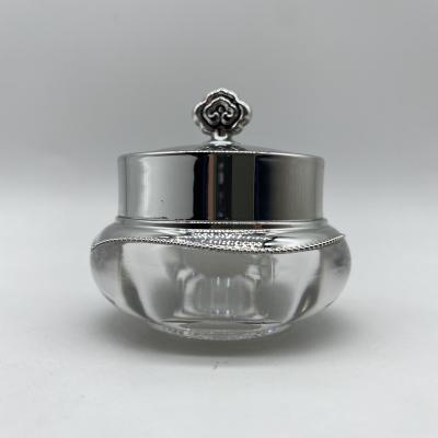 China Non Spill 5gram 10g Luxury Small Shiny Silver Crown Sample Acrylic Face Cream Jar / Fancy Clear Double Wall Cosmetic Testing Container for sale