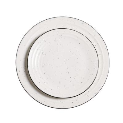 China JINYUAN Disposable Customized Ins Style Splatter Ink Design Dish Large Ceramic Porcelain Beef Dish Dinnerware for sale