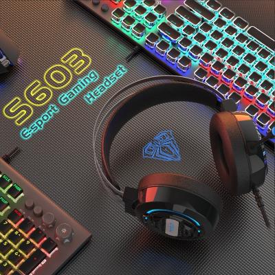 China Factory Direct Sale S603 Computer Gaming Esports Headset Head-mounted Style Home Internet Cafe With Wheat Glow 3.5MM Cable Heavy Bass for sale