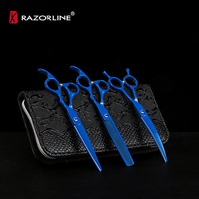 China Viable Pet Scissors Set Scissors Kit Teflon Plating Surface Animal Grooming Stainless Steel Scissors Set Dog Hair Cleaning Tools for sale