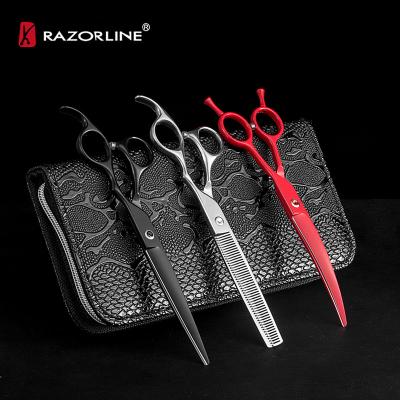 China Pet Scissors Stainless Steel Sustainable Animal Hair Cutting Scissors Home Use Pet Shears Economical Dog Shears Set for sale