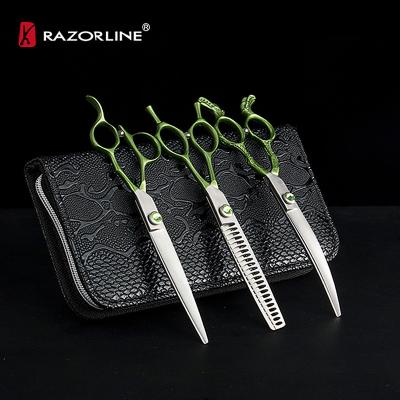 China Razorline Viable Set of Pet Grooming Shears Curved Dog Scissors with SUS440C Ergonomic Handle Pet Scissors for sale