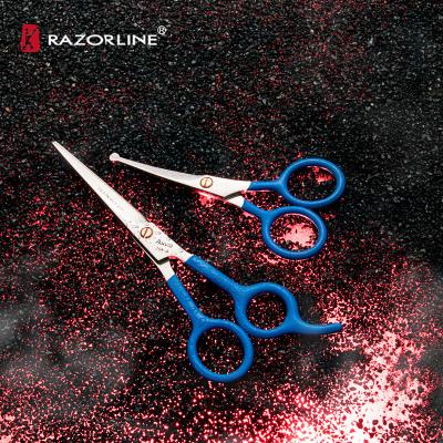 China Stocked Pet Scissors Stainless Steel Dog Grooming Shears with Plastic Handle Dog Trimming Scissors for Face for sale