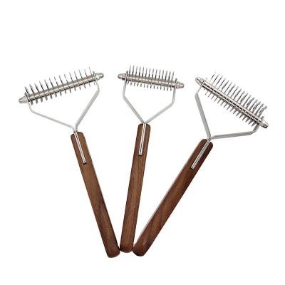 China Viable Wholesale Pet Wooden Brush, 2 in 1 Grooming Tool Double Sided Comb for sale