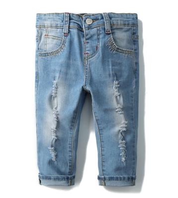 China Wholesale QUICK DRY 2-10T high quality distressed ripped jeans for boys toddler kids jeans pants girls denim pants for sale