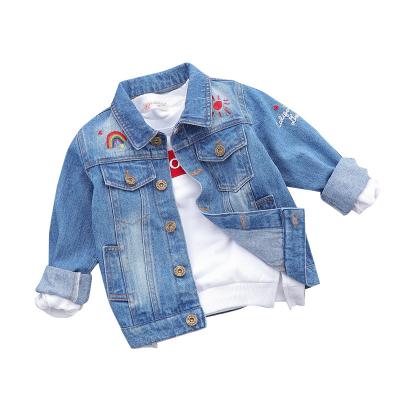 China Quality children breathable denim coats whole sale spring autumn clothing embroidered lattice jacket Malaysia Thailand suits style rough jeans for sale