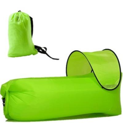 China Portable Collapsible Foldable Outdoor Lazy Inflatable Sleep Air Sofa Bed Mattress With Sun Protection Tent for sale