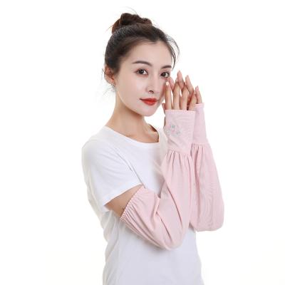 China Women's Fashion Arm Sleeve Compression Sun Shade UV Protection Breathable Cool Loose Ice Long Sleeve Ice Silk Arm Sleeve for sale