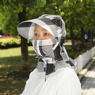 China 2021 Verified Spring And Summer New Arrival Customized Classic Lattice Full Face Neck Guard Sun Protection Hat For Women for sale