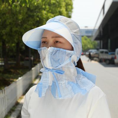 China China Newest Fashion Flapper Neck Shade Woman Checked Outdoor Sun Protection Sun Visor Hat for sale