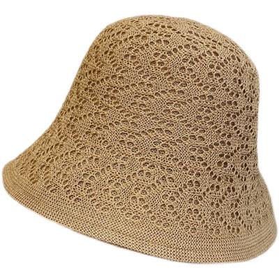 China Hot Sale Retro Striped Knitted Bucket Hat Spring Breathable Foldable Female Basin Hat Summer Fisherman Hat for sale